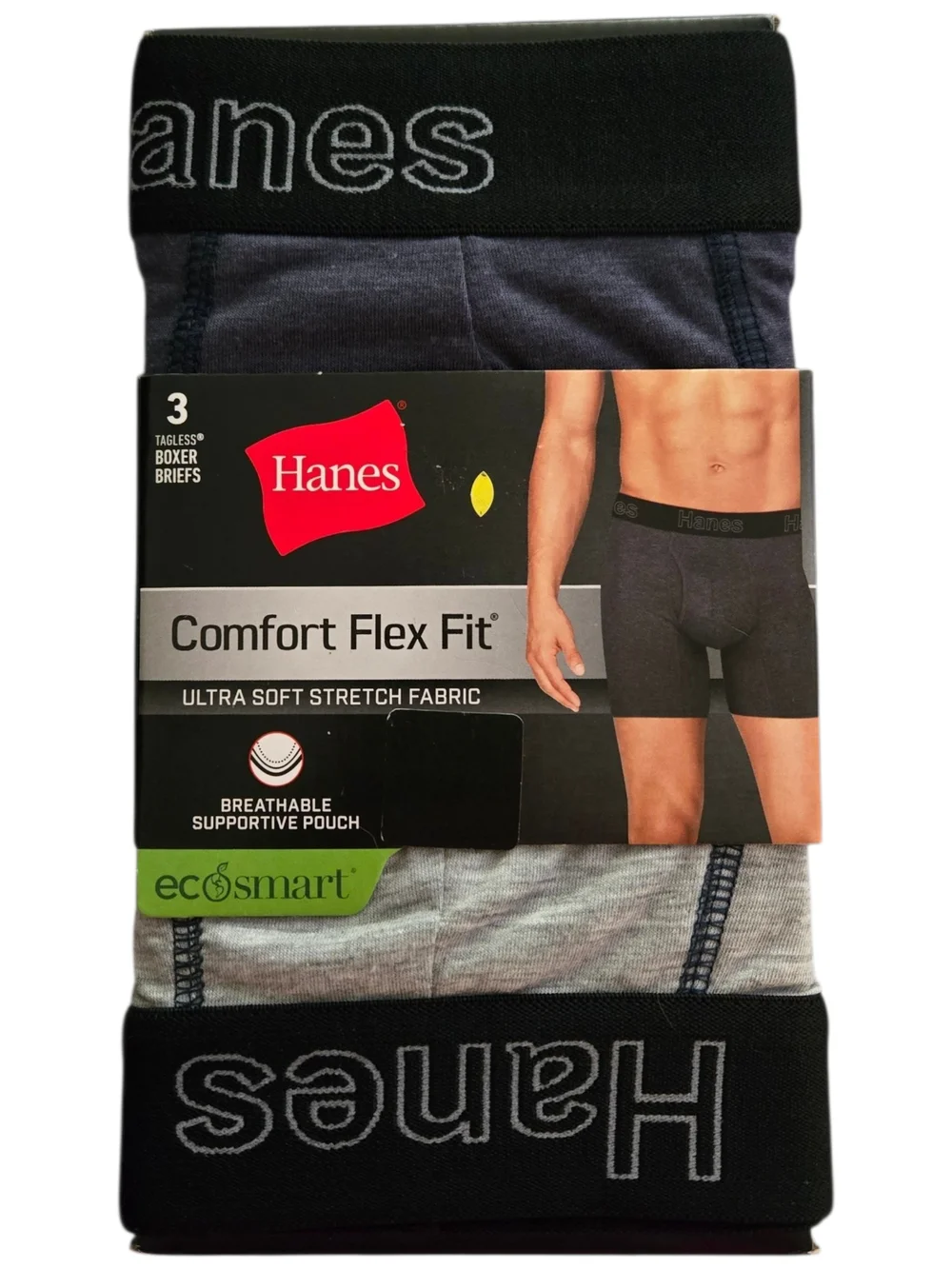 Hanes Men's Boxer Briefs - Blue & Gray - Comfort Flex Fit Breathable 3-Pack 2XL